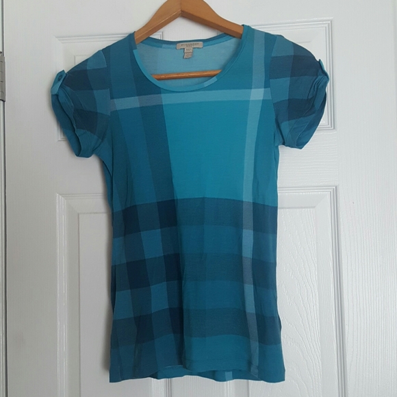 Burberry Tops - Burberry Brit blue plaid modal tee t shirt SZ XS